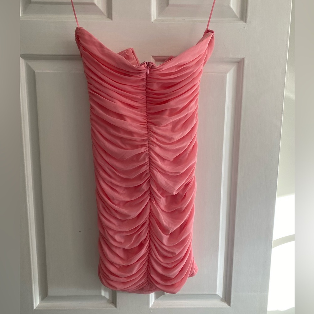 Blue Blush Women’s Pink Accordion Ruffle Strapless Cocktail/Formal Dress Size M - Picture 4 of 6